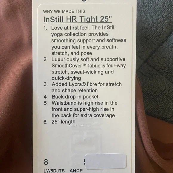 Lulukenib Instill High Rise Tight 25' size 8 - Picture 3 of 3